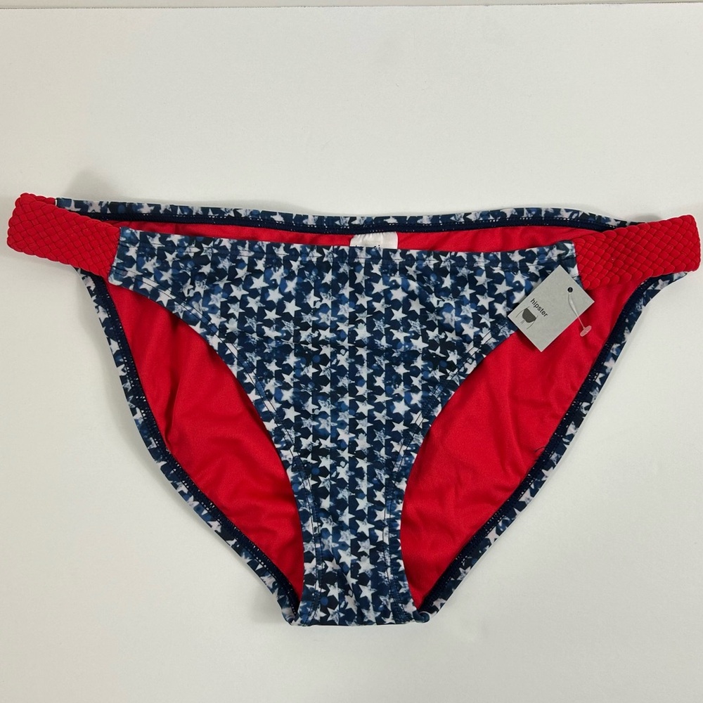 Nwt Mossimo Blue, Red, White Patriotic Stars Bikini Bottom XL